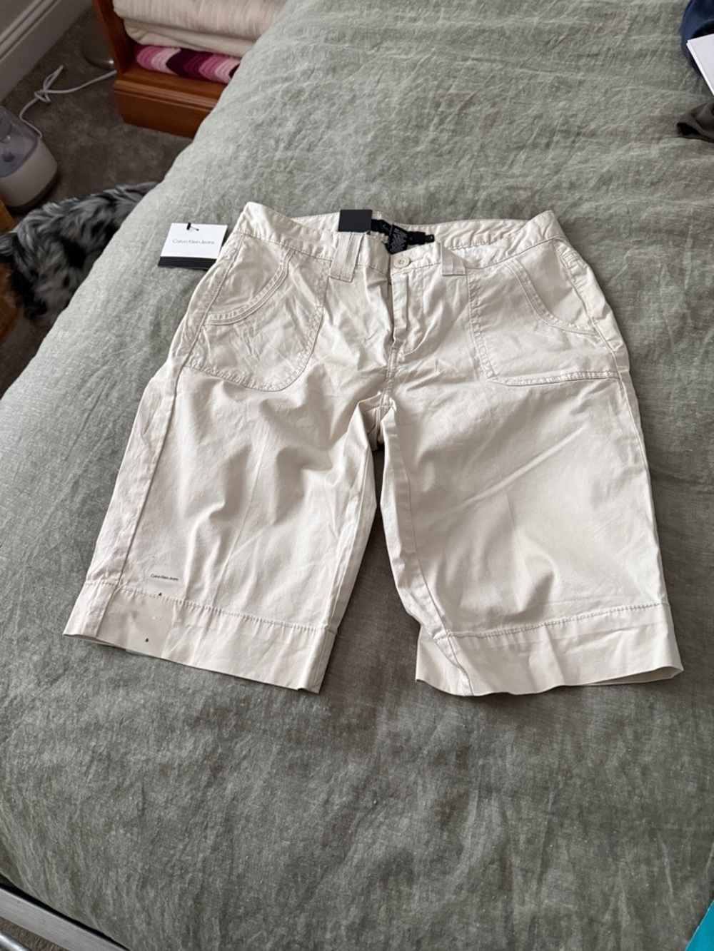 Calvin Klein Jeans Cream Women's Flat Front Shorts